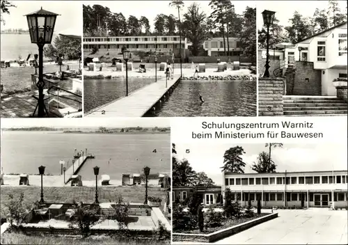 Ak Warnitz Schwerin in Mecklenburg, Schulungszentrum b. Ministerium f. Bauwesen, Strand, Bettenhaus