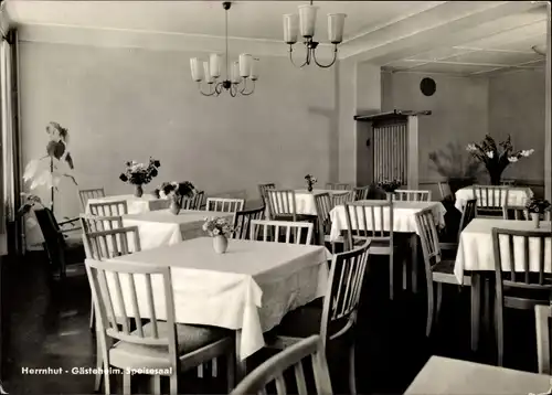 Ak Herrnhut in der Oberlausitz Sachsen, Speisesaal im Gästeheim