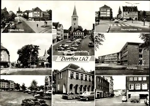 Ak Dorsten in Westfalen, Marktplatz, Agatha Kirche, Heimatmuseum, Amtshaus, Essener Tor, Lippestr.
