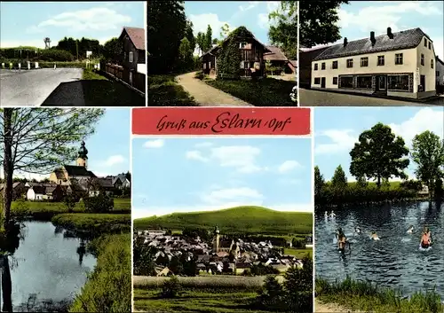 Ak Eslarn in der Oberpfalz Bayern, Straßenpartie, Gesamtansicht