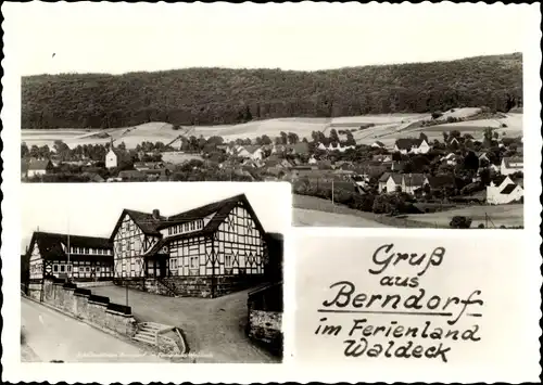 Ak Berndorf Twistetal, Gesamtansicht des Ortes, Schullandheim