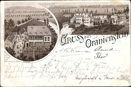 Litho Diez an der Lahn, Schloss Oranienstein, Gasthaus