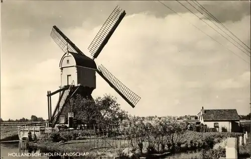 Ak Hollandsch Molenlandschap, Niederländische Windmühle