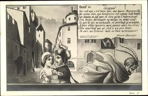 Ak Faust 10, Puppentheater, Guignol, Pierre Rousset