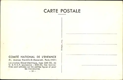 Künstler Ak Comité National de l'Enfance, Französische Eisenbahn, Zugwagen