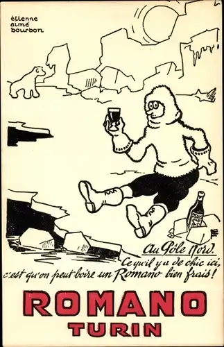 Ak Romano Turin, Werbung, Getränk, Flasche, Au Pole Nord