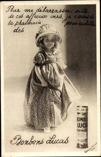 Ak Reklame, Les Bonbons Lucas, Mädchen mit Hut