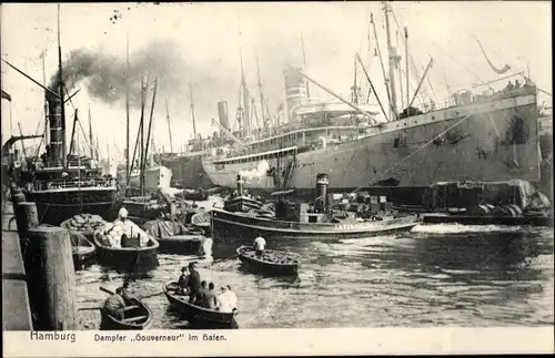 Ak Hamburg Mitte Altstadt, Dampfer Gouverneur im Hafen