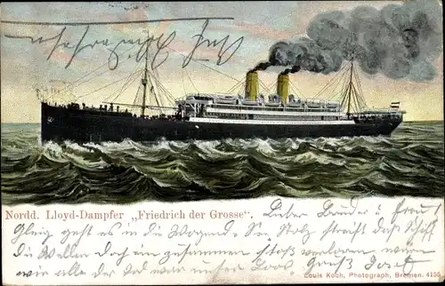 Ak Dampfschiff Friedrich der Große, Norddeutscher Lloyd Bremen