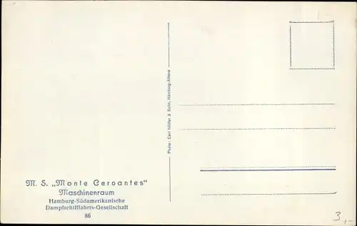 Ak HSDG Passagierschiff MS Monte Cervantes, Maschinenraum, Innenansicht