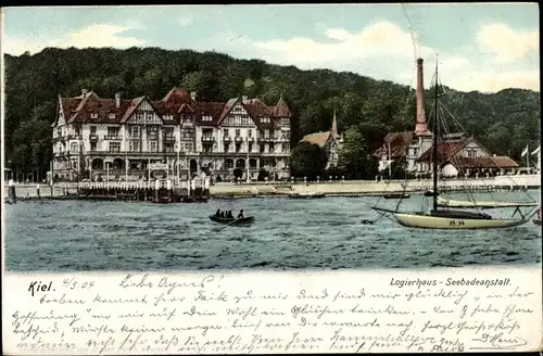 Ak Kiel in Schleswig Holstein, Blick auf das Logierhaus, Seebadeanstalt