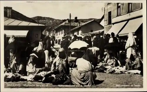 Ak Sarajevo Bosnien Herzegowina, Mohammedaner auf dem Markt
