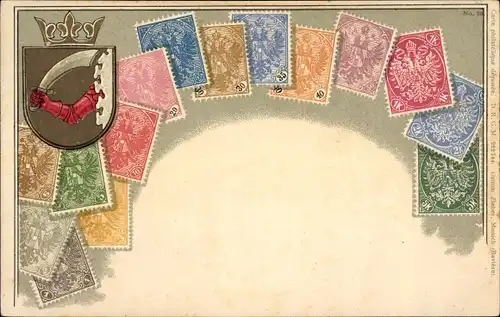 Briefmarken Wappen Ak Bosnien Herzegowina, Ottmar Zieher
