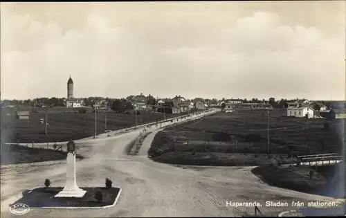 Ak Haparanda Schweden, Staden fran stationen, Stadtansicht