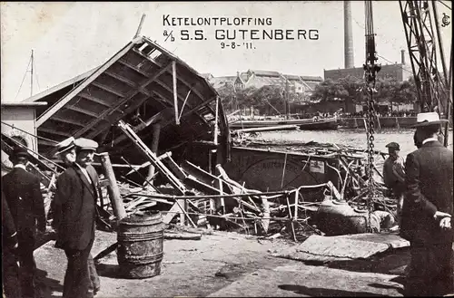 Ak Rotterdam Südholland Niederlande, Ketelontploffing SS Gutenberg 1911, Kesselexplosion