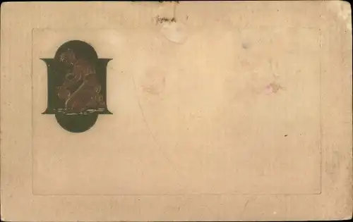 Jugendstil Präge Litho Kniende Frau