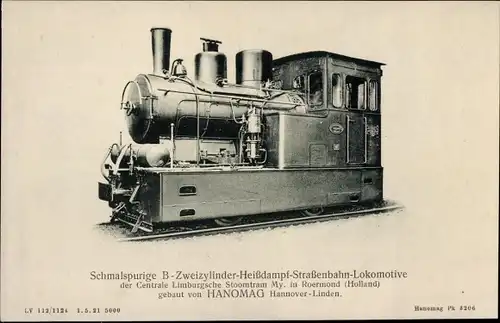 Ak Niederländische Eisenbahn, Dampflok, Schmalspurbahn, Hanomag, Limburgsche Stoomtram