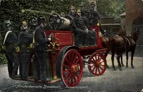 Ak Amsterdam Nordholland, Amsterdamsche Brandweer, Koolzuurspuit, Feuerwehr, Löschwagen