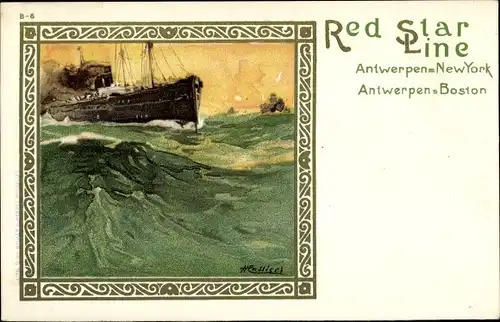 Künstler Ak Red Star Line, Antwerpen New York, Boston, Passagierdampfer