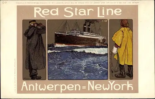 Künstler Ak Red Star Line, Antwerpen New York Passagierdampfer, Fischer, Kapitän