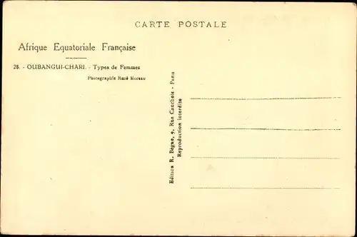 Ak Afrique Equatoriale Francaise, Oubangui-Chari, Types de Femmes