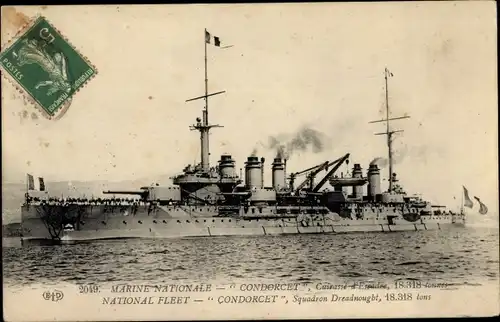Ak Französisches Kriegsschiff, Condorcet, Cuirassé d'Escadre