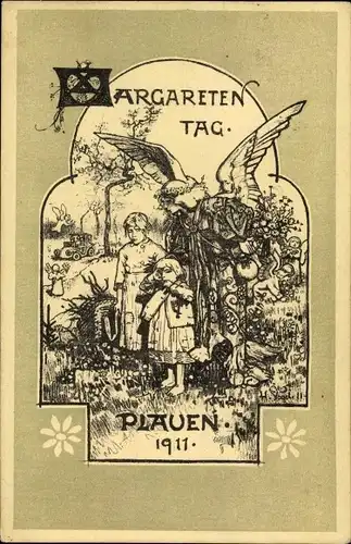 Künstler Ak Plauen im Vogtland, Margareten Tag 1911, Kinder, Engel