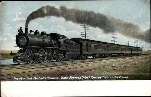 Ak US Amerikanische Eisenbahn, New York Central's Empire State Express, Dampflok