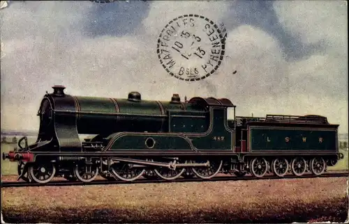 Ak Britische Eisenbahn, Dampflok ,London and South Western Railway, 4-6-0 Dampflok No. 443