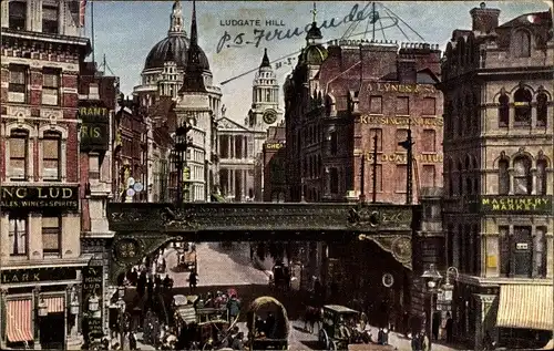 Ak London City, St Paul's Cathedral and Ludgate Hill