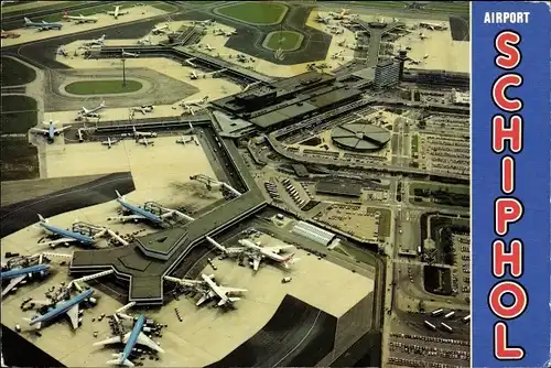 Ak Amsterdam Nordholland Niederlande, Airport Schiphol, Luftaufnahme, Flugzeuge