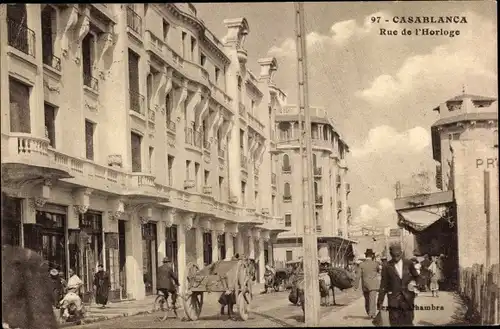 Ak Casablanca Marokko, Rue de l'Horloge