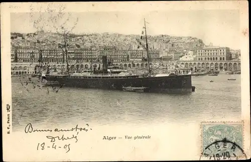 Ak Algier Alger Algerien, Vue Generale, Schiff