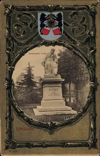 Passepartout Wappen Ak Lausanne Kanton Waadt, Monument Vinet