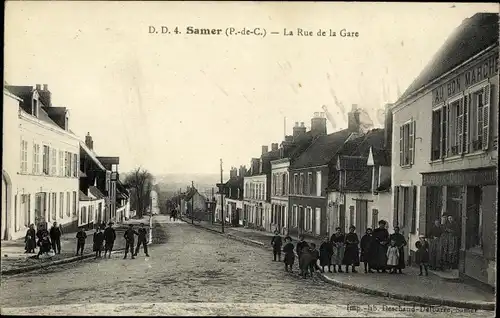 Ak Samer Pas de Calais, La Rue de la Gare