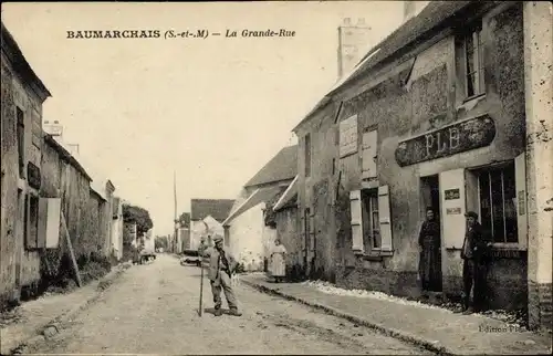 Ak Baumarchais Seine et Marne, La Grande Rue