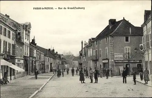 Ak Paray le Monial Saône et Loire, Rue du Grand Faubourg