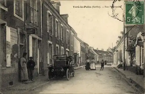 Ak Yvré le Polin Sarthe, Rue Principale