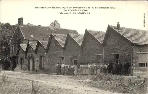 Ak Saint-Félix Oise, Manufacture Hydraulique de Brosserie fine et de Boutons d'Os, Maison Falconnet