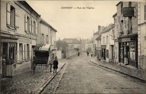 Ak Domont Val d'Oise, Rue de l'Eglise