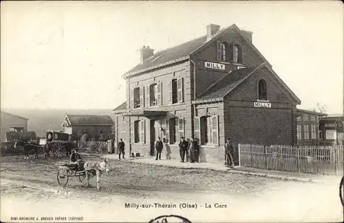 Ak Milly sur Thérain Oise, La Gare