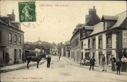 Ak Gacé Orne, Rue de Rouen