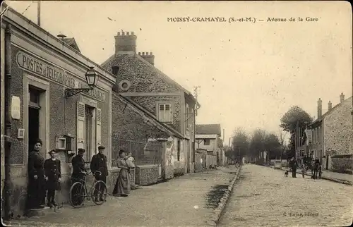 Ak Moissy Cramayel Seine et Marne, Avenue de la Gare, Postes et Telegraphes