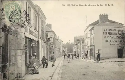 Ak Esbly Seine et Marne, Rue du chemin de fer