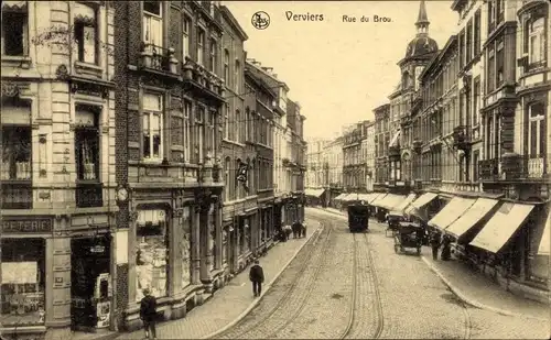 Ak Verviers Wallonien Lüttich, Rue du Brou, Geschäfte