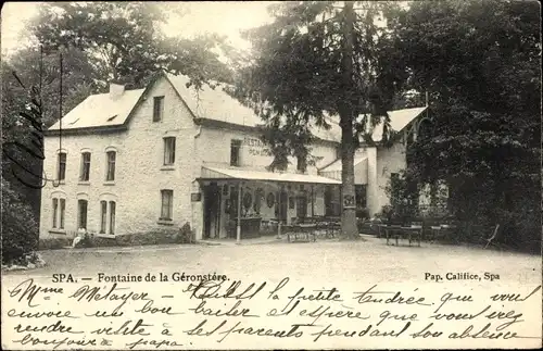 Ak Spa Wallonien, Fontaine de la Geronstere, Bäume