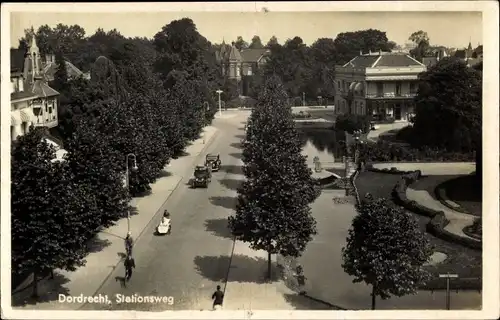 Ak Dordrecht Südholland Niederlande, Stationsweg