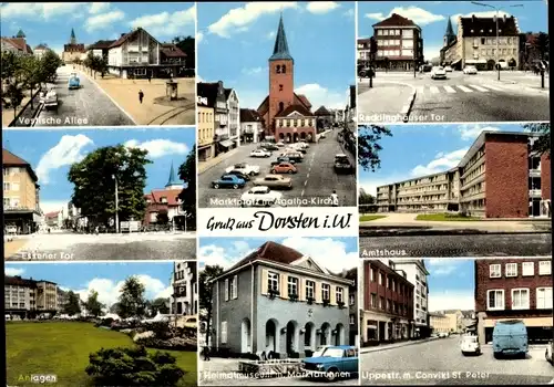 Ak Dorsten in Westfalen, Marktplatz, Agatha Kirche, Heimatmuseum, Amtshaus, Essener Tor, Lippestr.