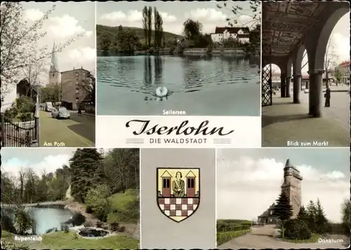 Ak Iserlohn im Märkischen Kreis, Markt, Danzturm, Rupenteich, Am Poth
