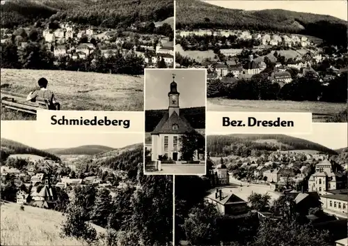 Ak Schmiedeberg Dippoldiswalde im Erzgebirge, Teilansichten, Rathaus